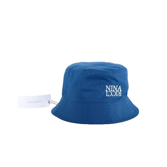 Nina Ricci Women's Small Blue Water Repellant Bucket Embroidered Cotton Hat NWT - Picture 3 of 8